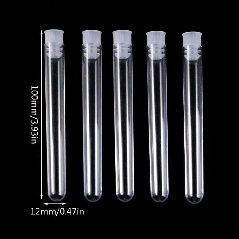 Plastic Test Tube with cap (100mm) 100 per pack with caps Creation
